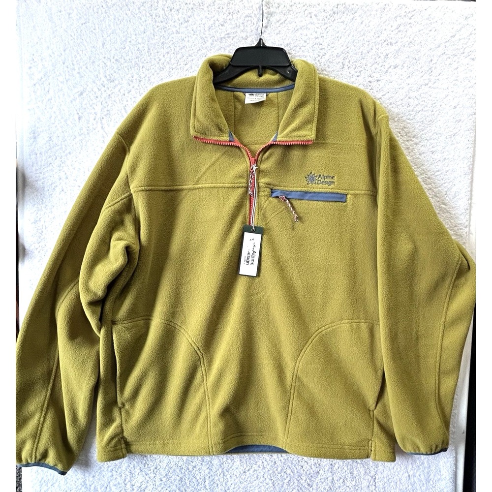 Alpine Designs Men's Large Earthy Green Polyester 1/4 Zip Polar Fleece (R1)
